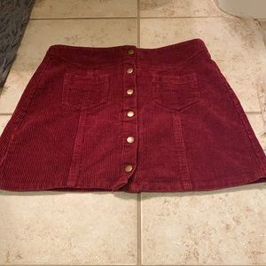 Maroon corduroy mini skirt